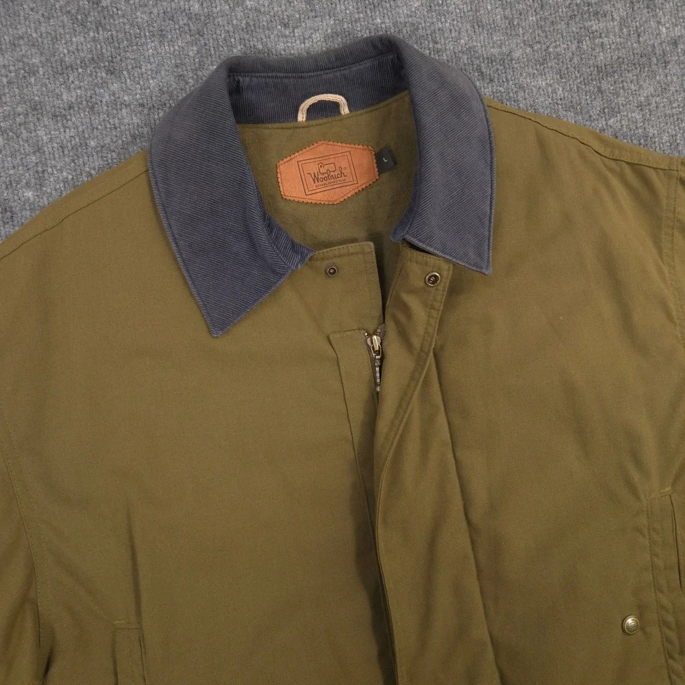 Vintage Woolrich Jacket Mens Large Green Field Chore Barn Coat Lined Made In USA